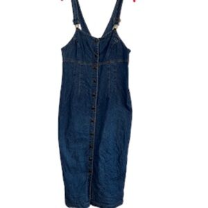 Harve Bernard Dress M Blue Denim Overalls Vintage Western Festival Hippie Retro